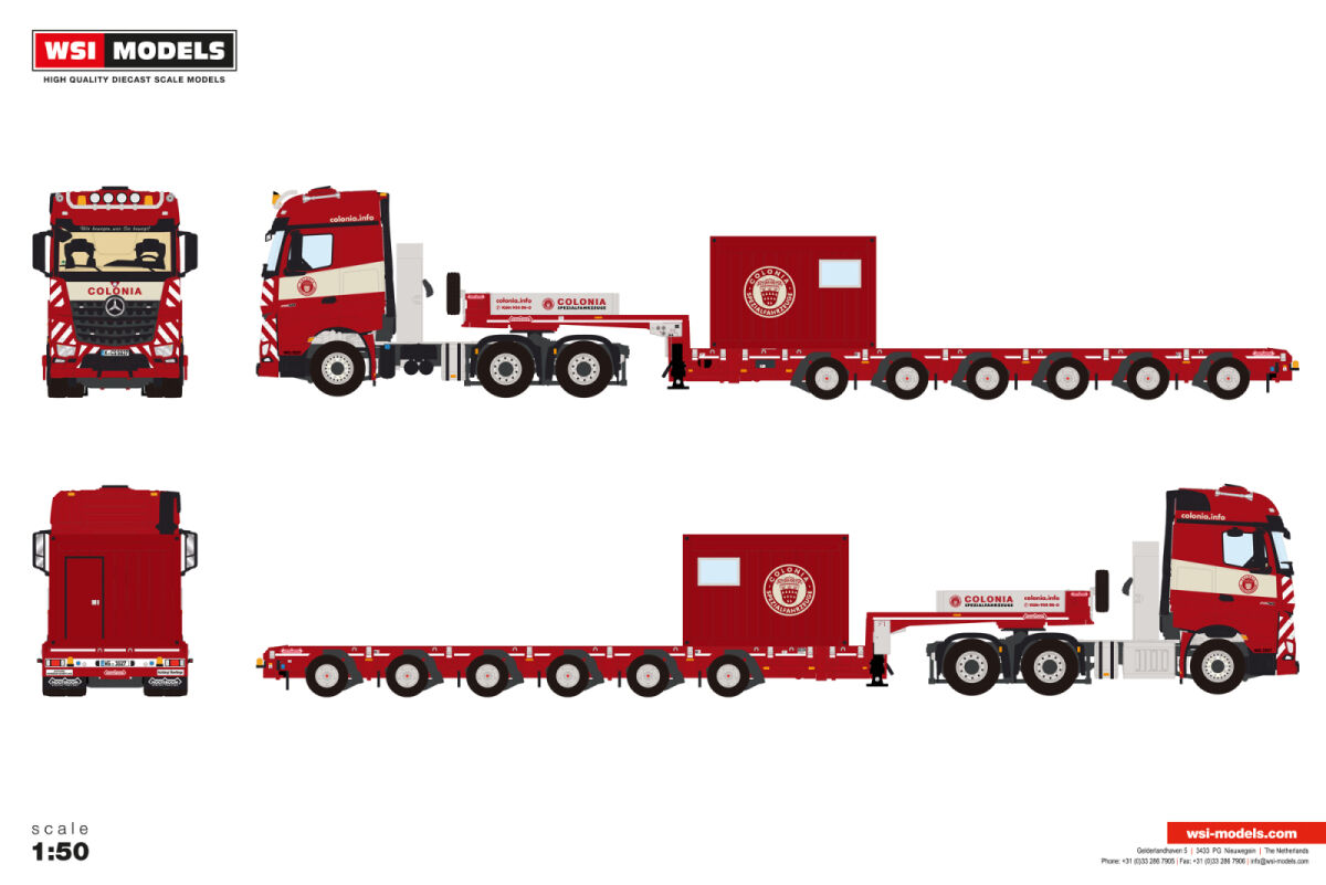 01-5018 - WSI - Mercedes Benz Arocs BigSpace 6x4 mit 6achs Manoovr Tieflader - Colonia - DE